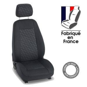 Housse siège chauffeur utilitaire sur mesure pour RENAULT KANGOO 2 Express - Utilitaire 3 places (De 02/2008 à 06/2021) Style noir