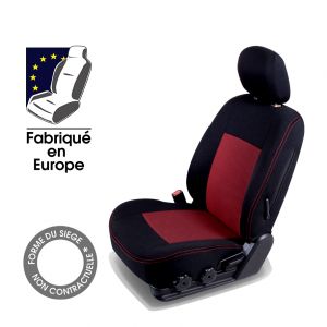 Housses de siège auto sur mesure CITROEN C4 (3) électrique (De 09/2020 à ...) - e-C4 Damier noir et rouge