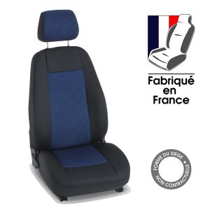 Housses de siège de voiture sur mesure LANCIA ZETA - 6 places Amélio noir et bleu - 6 sièges