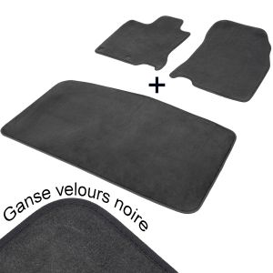 Tapis auto sur mesure ALPINE RENAULT A110 (De 01/1962 à 12/1977) moquette aspect velours noir gamme Président 2 avant + coffre